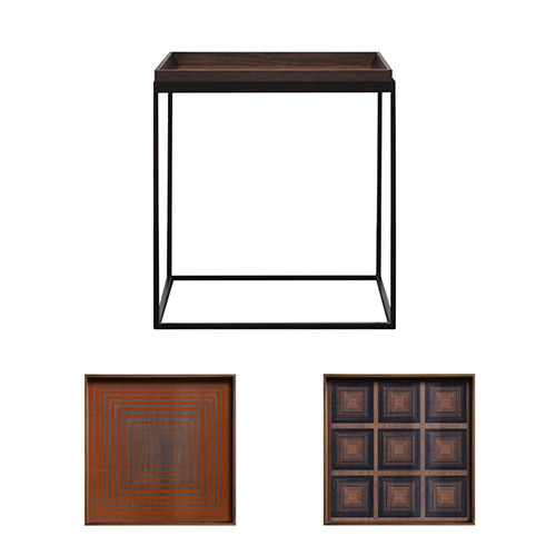 ETHNICRAFT Square Tray Table 정사각 트레이 테이블 (우드&amp;글라스) (52cm) TRAY BY ETHNICRAFT,BELGIUM